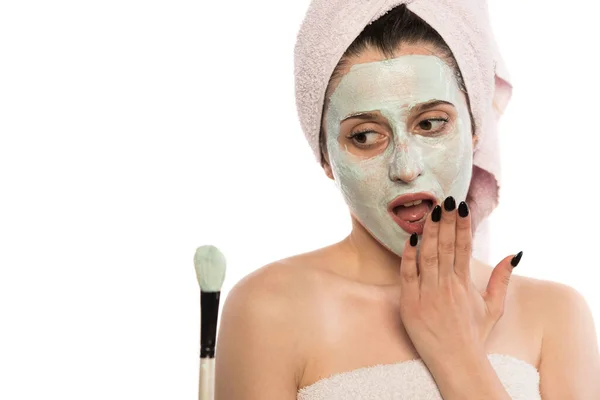 Young Woman Facial Mask Her Face — Stock Photo, Image