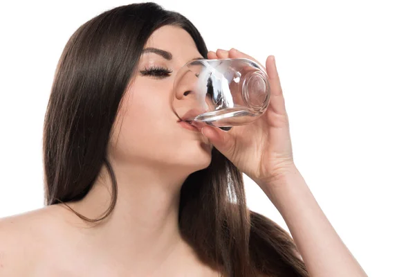 Młoda Kobieta Pijąca Wodę Szkła — Zdjęcie stockowe
