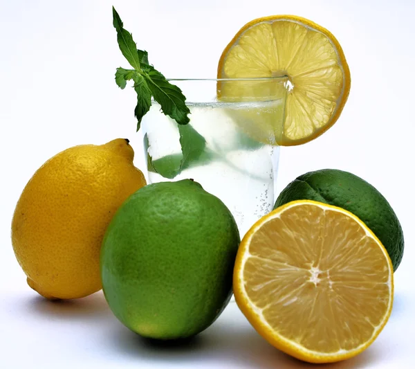 Lemon dan jus jeruk dengan menta alami — Stok Foto