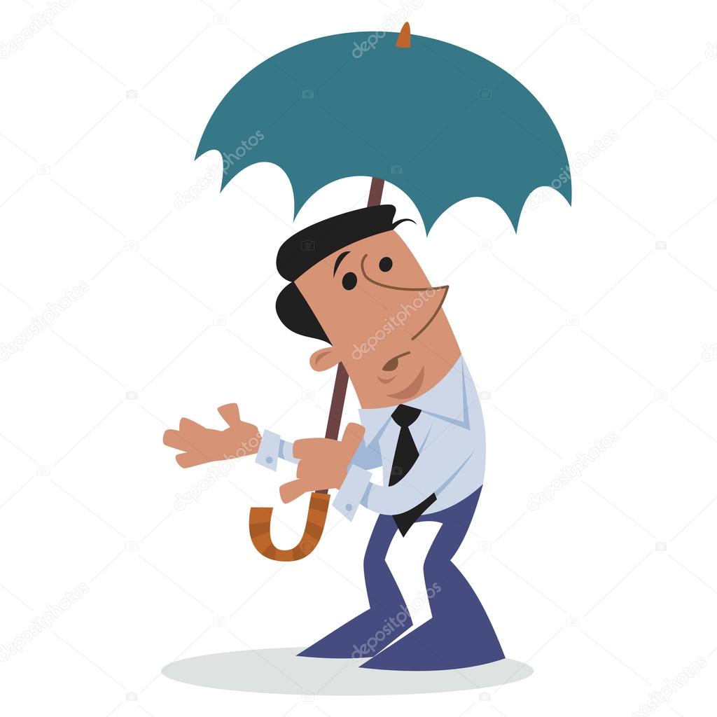 Corporate character with umbrella