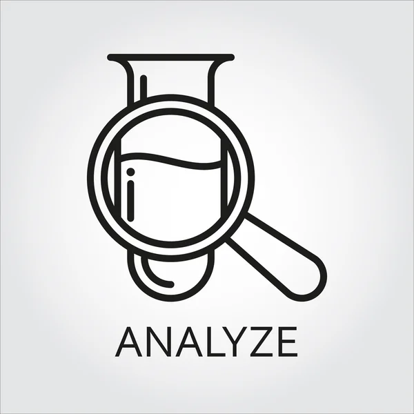 Lijn pictogram analyseren buis en vergrootglas — Stockvector