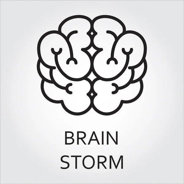 Línea vector icono tormenta de ideas como cerebro en blanco — Vector de stock