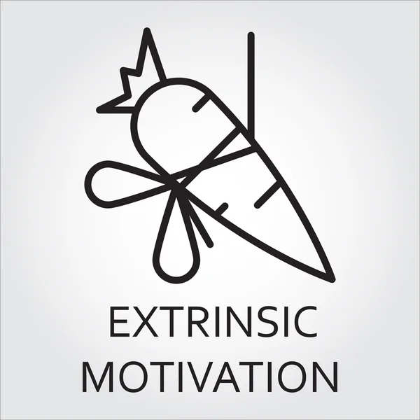 Linha vetor ícone motivação extrínseca como cenoura em uma corda — Vetor de Stock
