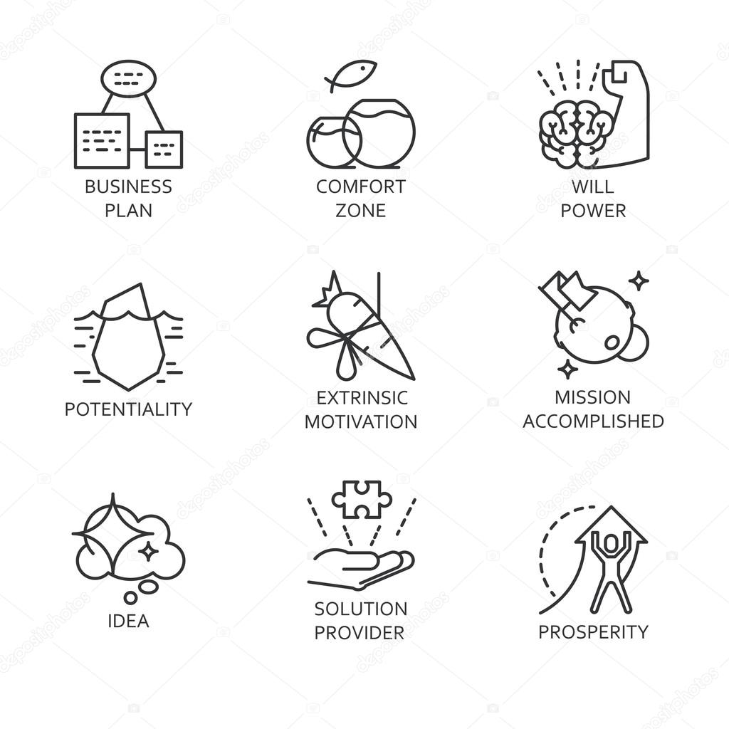 line vector set icons symbol business process and conducting