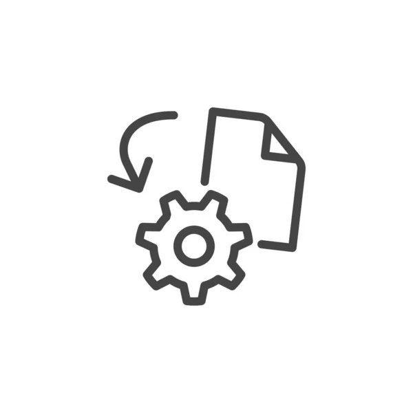 Icon Engineering also Engineering Activities and Technical Activities Modeling and Visualization Creation Product According to Drawing. Line Sign Gear and Drawing. Vector Icon Outline Editable Stroke — Stock Vector