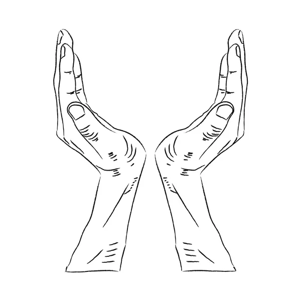 Sketsa tangan tangan mengemis tangan Stok Vektor