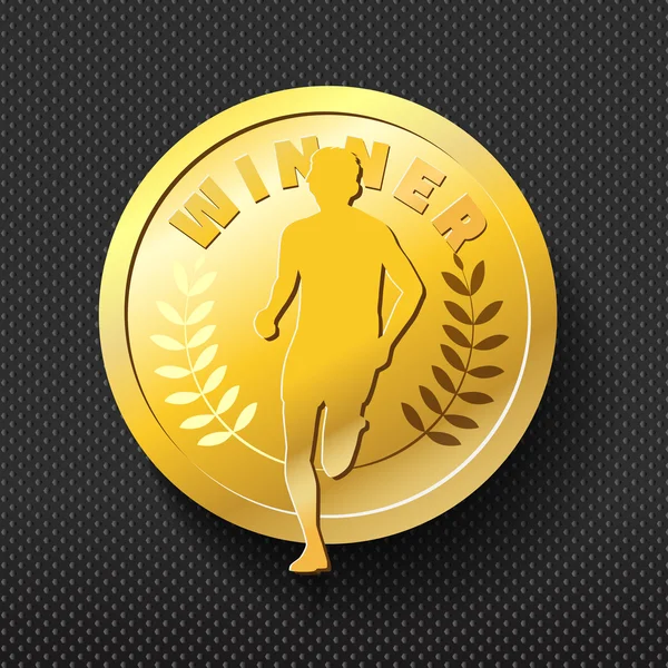 Running winner gold badge. vector file. — Stock Vector