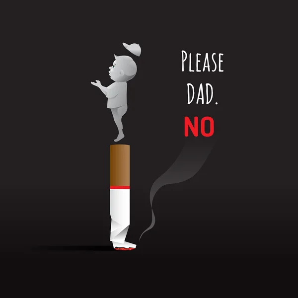 Aucun signe et symbole de jour de tabac avec le fond sombre — Image vectorielle