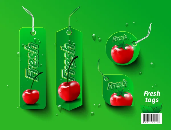 Tagi Design, projektowanie etykiet, koncepcji świeżej żywności — Wektor stockowy