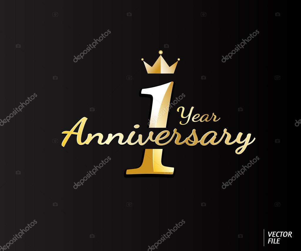 One Year Anniversary Logo Design Stock Vector Image By C Tuastock