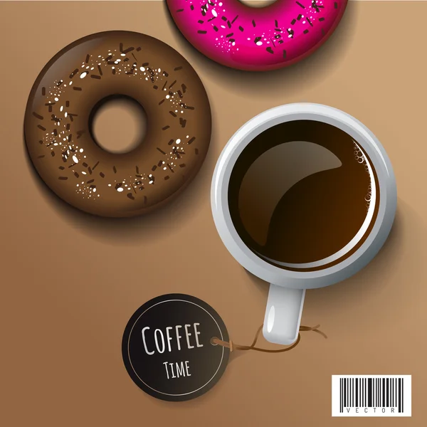 Reggeli - kávé és fánk. Vektoros objektum fájlt — Stock Vector