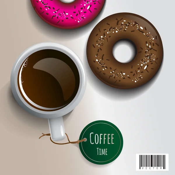 El desayuno - el café y los donuts. vector objeto archivo — Vector de stock