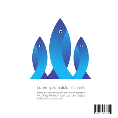Balıklar sembolü. Kurumsal logo tasarımı. Üçlü balıklar kavramı