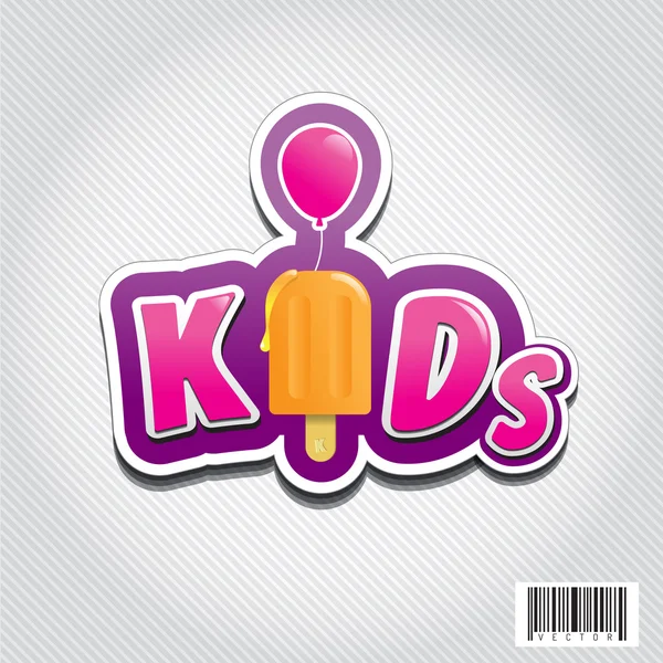 Kid logo ontwerp met consumptie-ijs en ballonvaren symbool — Stockvector