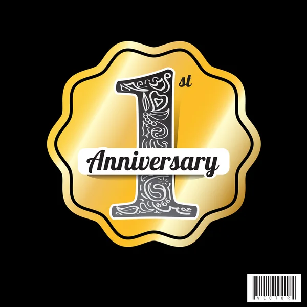 Logo design of celebration 1 years anniversary — Stock Vector