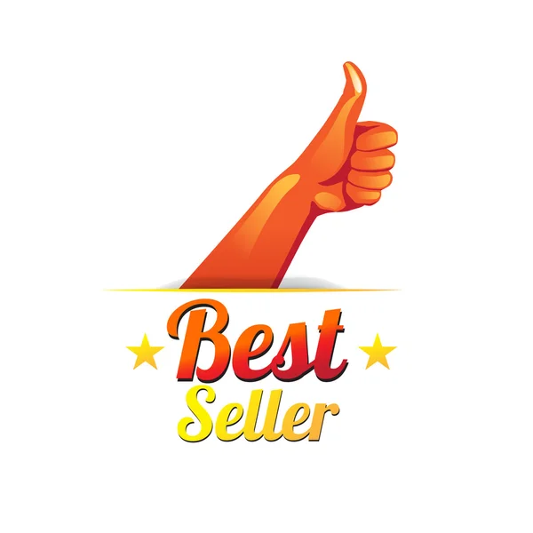 El ve parmak ile en iyi satıcı tasarım logo — Stok Vektör