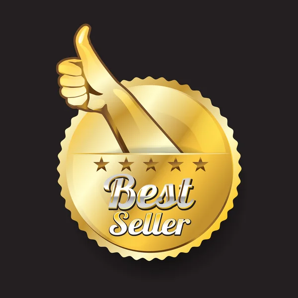 Logo de Best Seller Design avec la main et le doigt — Image vectorielle