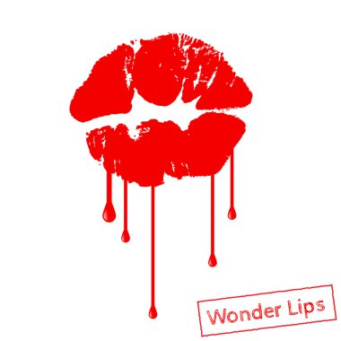 Red lipstick marks with filmy design clipart