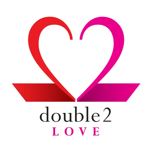 Design de logotipo do coração com dois números juntos — Vetor de Stock