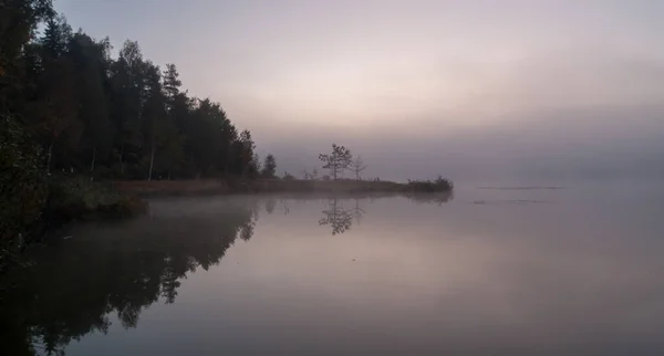 Fog Autumn Lake — Stock Photo, Image