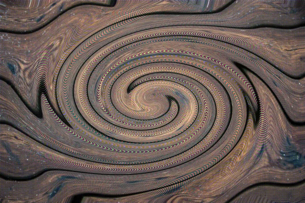 Ornamento Espiral Abstrato Chão Madeira — Fotografia de Stock