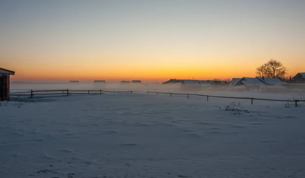 Wczesny Zimowy Poranek Wsi — Zdjęcie stockowe