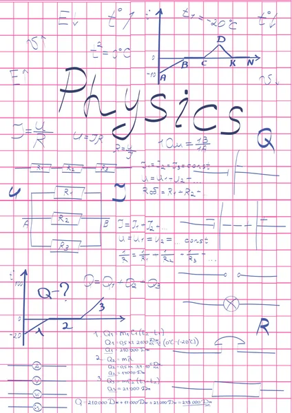Fyzika vzorce kreslení ve škole poznámkového bloku — Stockový vektor