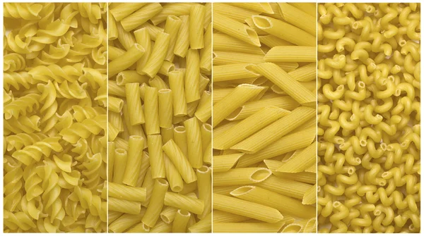 Коллаж из итальянской сырой пасты — стоковое фото