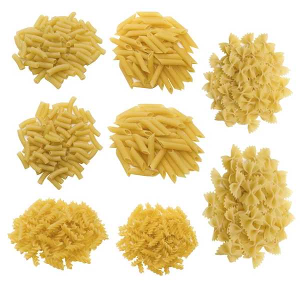 Montón de pasta diferente forma aislado conjunto — Foto de Stock