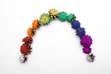 boyalı koni çam yapılmış gökkuşağı