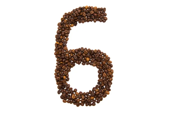 Number six of coffee beans — Stock Photo, Image