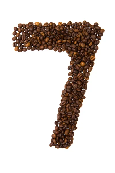 Numero sette di chicchi di caffè — Foto Stock
