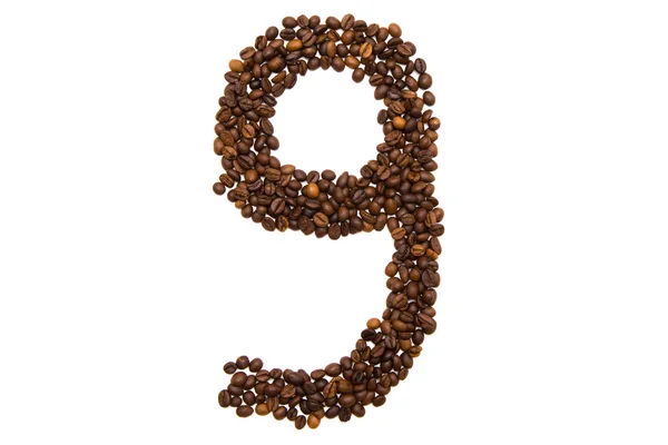 Number nine of coffee beans Stock Photo