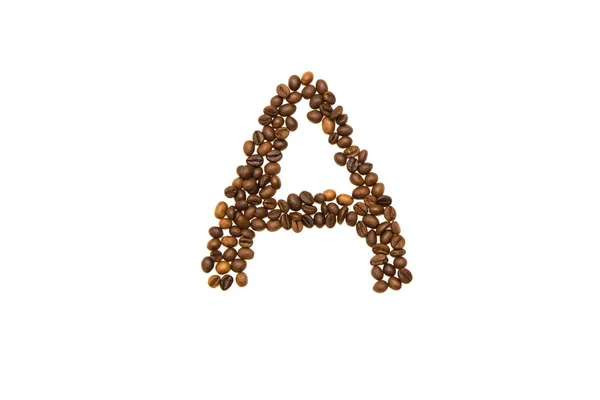 Kahve çekirdekleri A harfi — Stok fotoğraf