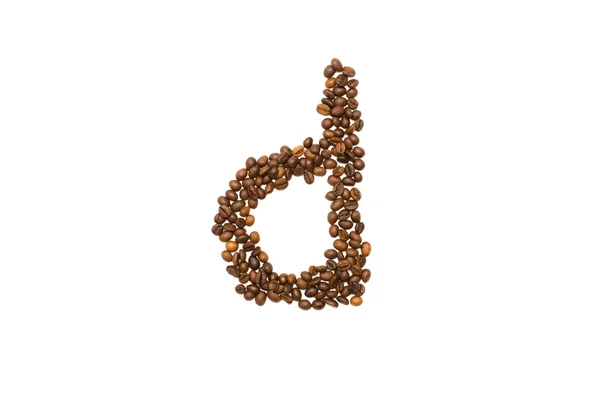 Letra d de grãos de café — Fotografia de Stock