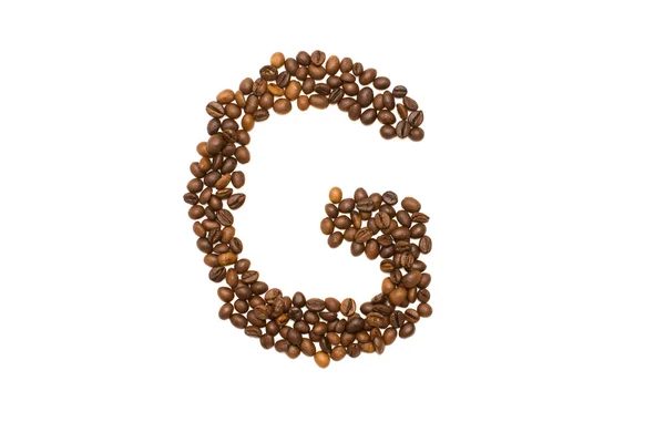 Kahve çekirdekleri G harfi — Stok fotoğraf