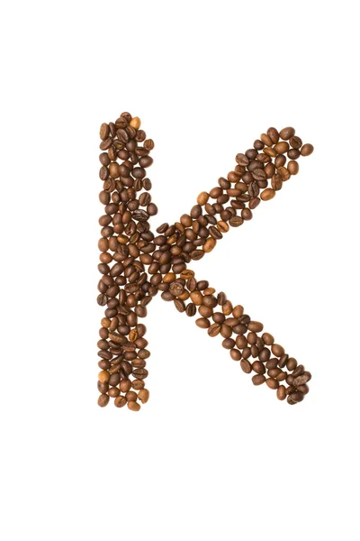 Buchstabe k der Kaffeebohnen — Stockfoto