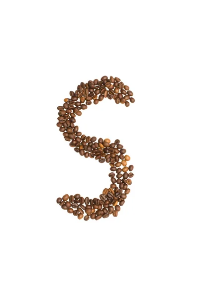Letra S de grãos de café — Fotografia de Stock