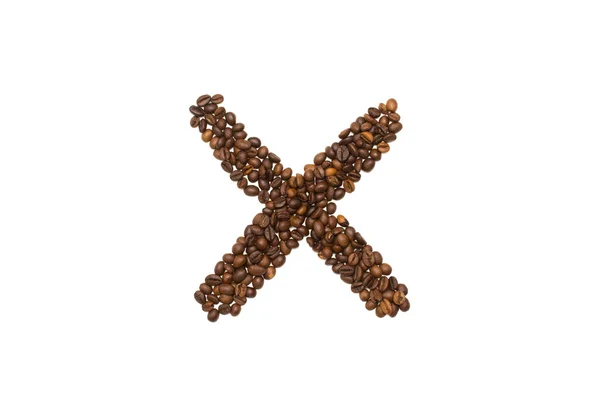 Letra x de grãos de café — Fotografia de Stock