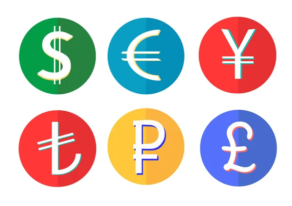 Веб-пласкі іконки світові гроші — стоковий вектор