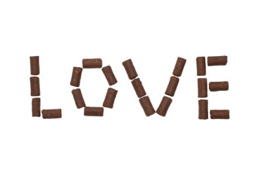 Çikolatalı şekerden yapılan kelime aşk