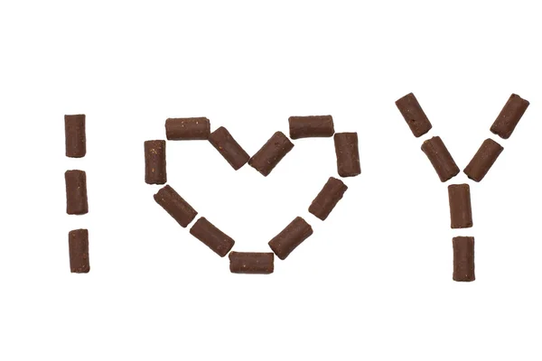 Φράση που ' αγαπώ από σοκολάτα καραμέλα — Φωτογραφία Αρχείου