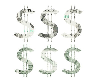 dolar işareti kesilmiş bir dolarlık banknot yapılan