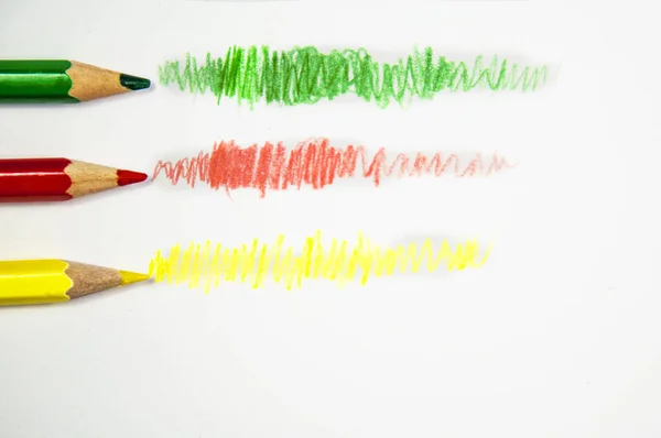 Lines made by colored pencils on white background — Stock Photo, Image