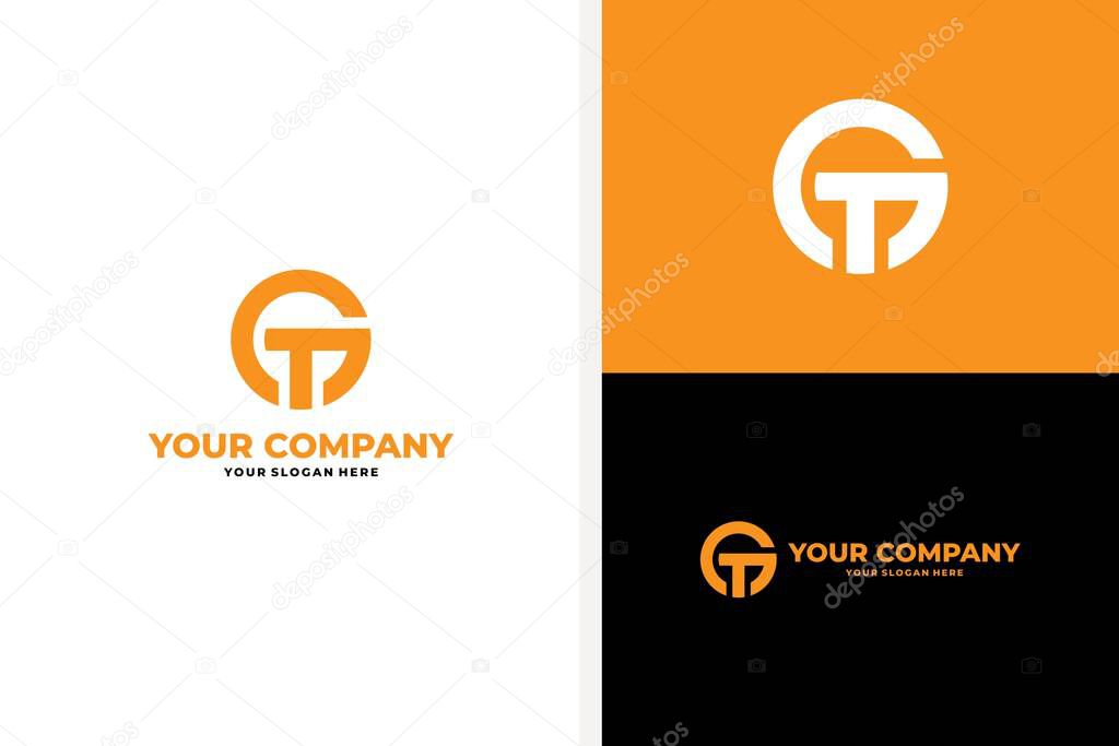 LETTER G AND LETTER T CIRCLE LOGO GEOMETRIC