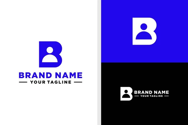 Carta Logotipo Personas Espacio Negativo Editable — Vector de stock