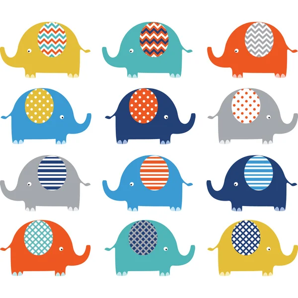 Kleurrijke schattig olifant collecties — Stockvector