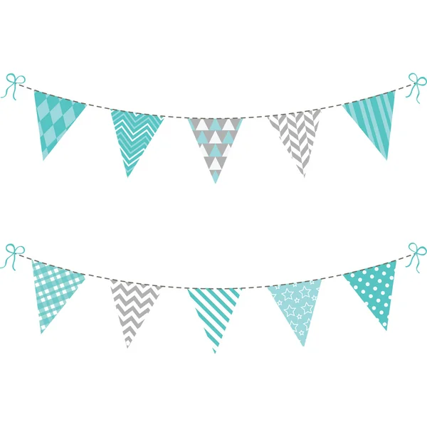 Ensemble de drapeaux Aqua et Grey Bunting — Image vectorielle