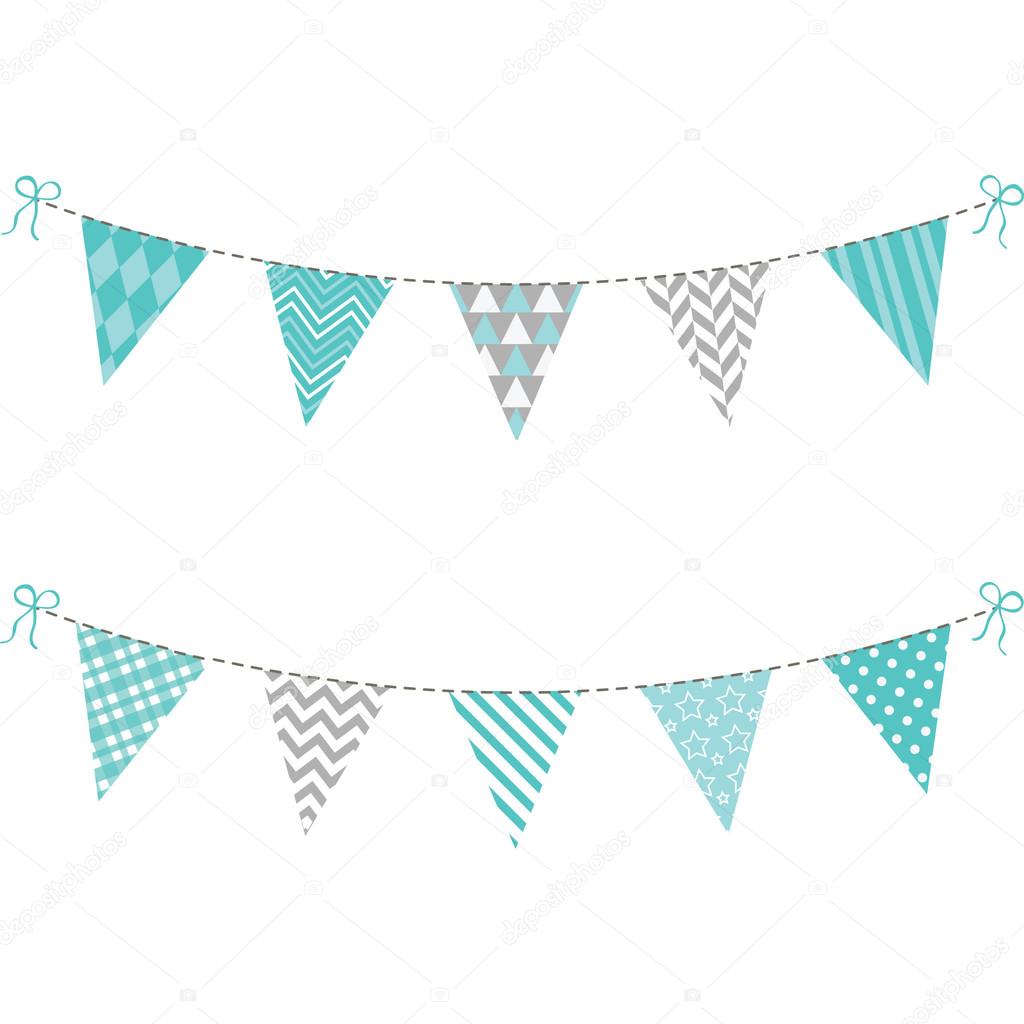 Aqua and Grey Bunting Flag set