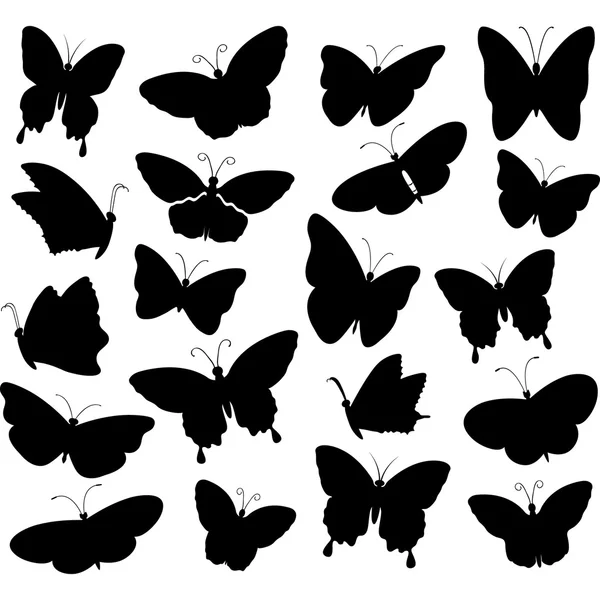 Borboleta preta Collections.Butterfly Silhouette.Convites . —  Vetores de Stock